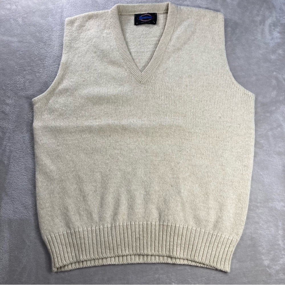 Vintage Jantzen Sweater Vest V-Neck Men's Sz M Wool USA Made Grunge